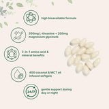 Micro Ingredients L-Theanine 200mg with Magnesium Glycinate - 400 MCT Coconut Oil Softgels for Relaxation & Focus