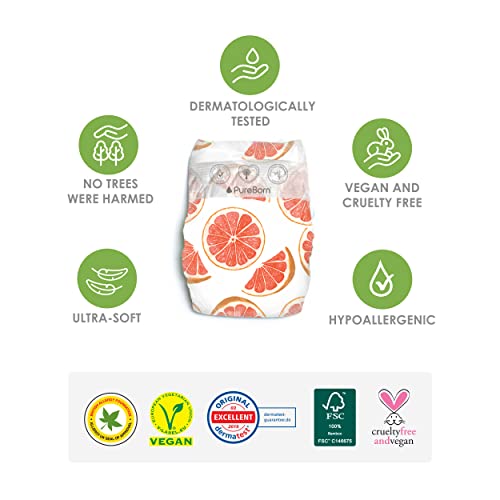 PureBorn Organic Bamboo Baby Diapers Size 4 (7-12kg, 24 Pcs)