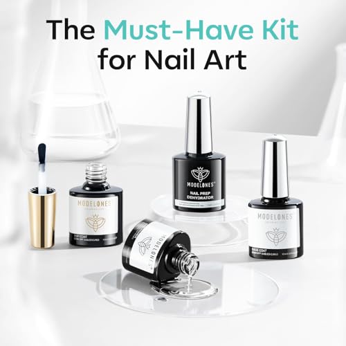 Modelones Nail Dehydrator, Primer, Gel Base & Top Coat Set - Acid-Free
