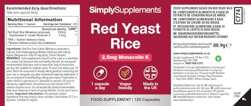 Red Yeast Rice 120 Capsules | Fermented Extract for Natural Cholesterol Support