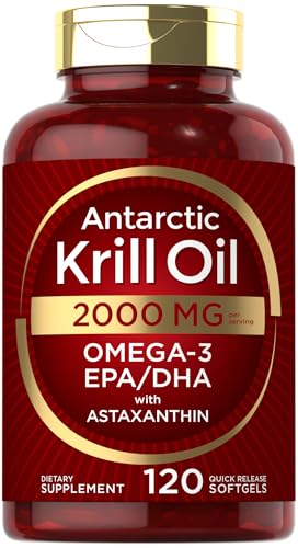 Carlyle Antarctic Krill Oil 2000mg | Maximum Strength Omega-3 with Astaxanthin 120 Softgels