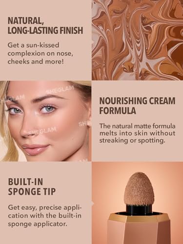 SHEGLAM Sun Sculpt Cool Toned Liquid Contour Stick - Earthy Sepia | Long-Lasting Cream Bronzer