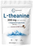 Micro Ingredients L-Theanine 200mg with Magnesium Glycinate - 400 MCT Coconut Oil Softgels for Relaxation & Focus