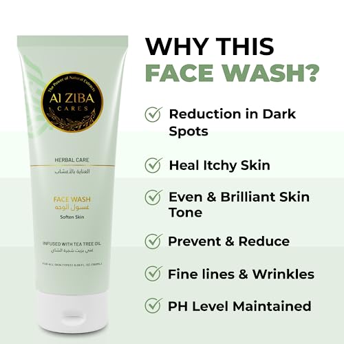 ALZIBA Herbal Care Soothing Skin Face Wash, Tea Tree & Mulberry Extract, 6.08 FL. OZ (180ml) for All Skin Types