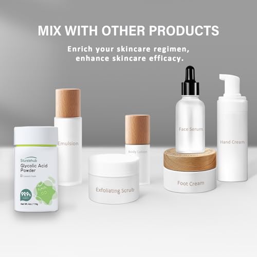 Glycolic Acid Powder (99.9% Purity) - Cosmetic Grade DIY Skincare (4oz/116g)