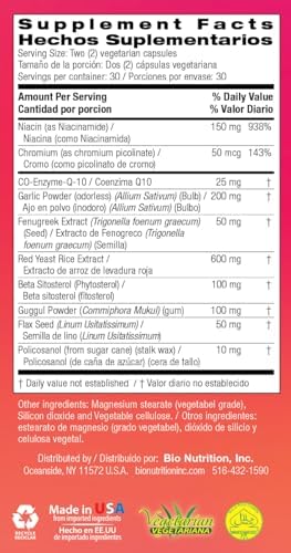 Bio Nutrition Cholesterol Wellness 60 VGC - Pack of 2 | Heart Health Support
