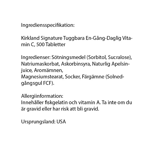 Kirkland Signature Vitamin C 500mg Tablets - 500 Count Immune Boost Supplement