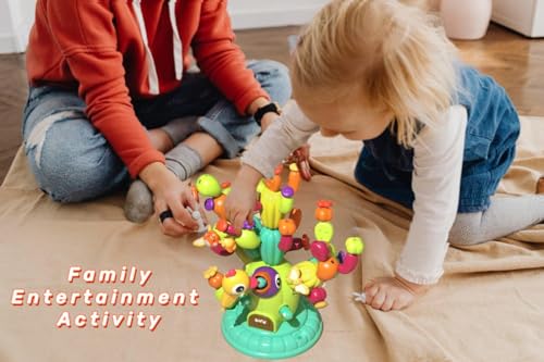Rainbow Stacking Cactus Toy - 59 Piece Montessori Learning Game for Toddlers (Ages 3+) 