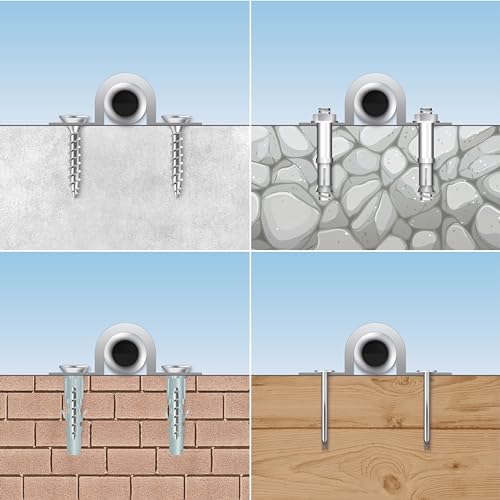 Pipe Strap Clamp Ø 40 mm Heavy Duty Metal U Bracket - Stainless Steel Conduit Clamps for Pipe Mounting, 10 Pcs