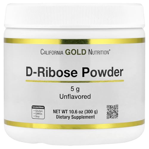 California Gold Nutrition D-Ribose Powder - Energy & Muscle Recovery - Unflavored 300g