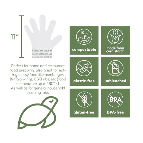 Earth's Natural Alternative Compostable Food Prep Gloves - Unisex Adult, Off-White, 100 Count