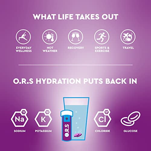 O.R.S Hydration Tablets, Natural Blackcurrant Flavour, 96 Tablets (Pack Of 4 X 24) (OORSB96)