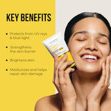 Dr. Sheth’s Sunscreen SPF 50 PA+++ with Ceramide, Vitamin C & Hyaluronic Acid - Broad Spectrum UV & Blue Light Protection, 50g