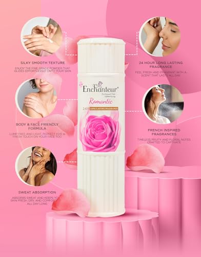Enchanteur Romantic Perfumed Talc - Roses & Jasmine, 125g