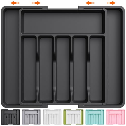 Lifewit Expandable Cutlery Drawer Organizer - Black