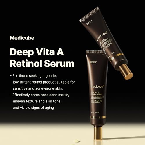 Medicube Deep Reviving Bakuchiol Retinol Facial Serum - Anti-Aging 4th Gen Retinol & Bakuchiol - Targets Fine Lines & Uneven Skin Tone - Korean Skincare - 1.69 oz