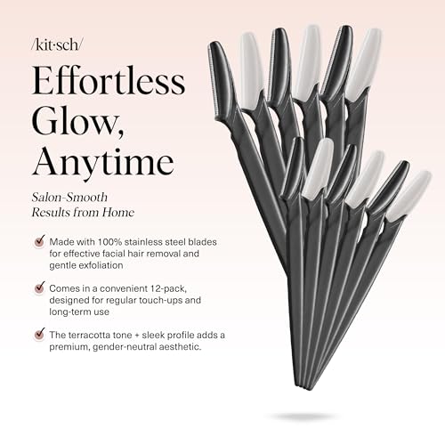 Kitsch Pro Dermaplaning Tool Set - 12 Pack Facial Hair Removal Razors for Women