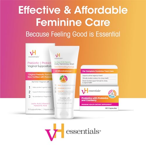 vH Essentials Probiotics for Women with Prebiotics, Cranberry & Vitamin C - 60 Capsules | Gut & Feminine Health Support
