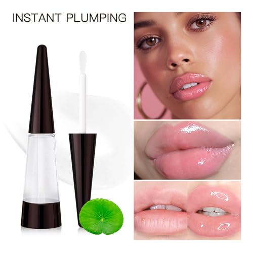 Lip Plumper with Hyaluronic Acid - Clear Moisturizing Lip Gloss for Full, Juicy Lips