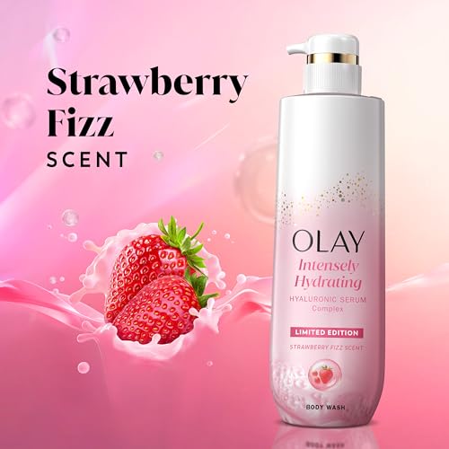 Olay Body Wash for Women, Intensely Hydrating with Pro-Hyaluronic Acid Serum Complex - Strawberry Summer Fizz Scent (20 fl oz)