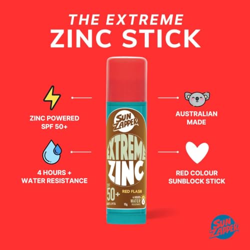 Sun Zapper Red Flash Extreme Zinc Mineral Sunscreen Stick SPF50+ for Dry to Oily Skin – Australian