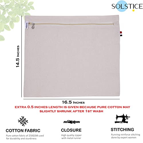 SOLSTICE Cotton Saree Storage Bags with Zip Closure (Set of 12) – Big Size Wardrobe Organizer