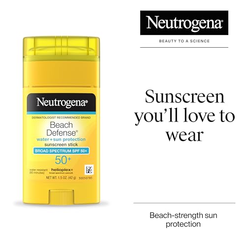 Neutrogena Beach Defense Sunscreen Stick SPF 50+ - Broad Spectrum UVA/UVB Protection, Water-Resistant, Travel-Friendly, 1.5 oz (42 g)