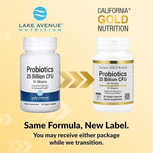 California Gold Nutrition Probiotics, 10 Strain Blend, 25 Billion CFU, 60 Veggie Capsules