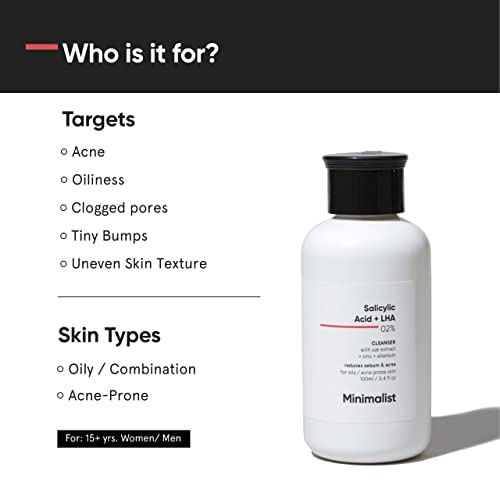 Minimalist 2% Salicylic Acid Face Wash - Sulphate-Free Anti-Acne Cleanser with LHA & Zinc, 100ml