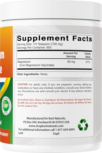 Best Naturals Magnesium Glycinate Powder - Pure & Highly Absorbable - 1 Lb
