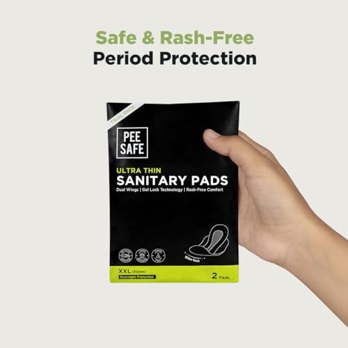 Pee Safe Ultra Thin XXL Sanitary Pads for Women - Rash-Free, Cottony Soft with Wings