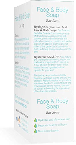 Hyalogic Hydrating HA Face & Body Cleansing Bar Soap (2-Pack) - Fragrance-Free, Vegan