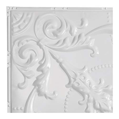 Saginaw Gloss White Ceiling Tile Sample (12x12 Inch) - DIY Home Renovation