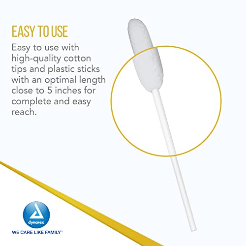 Dynarex Lemon-Glycerin Swabsticks – Pleasant Tasting Cotton Swabs for Dry Mouth Relief, 3 Swabs per Packet, 75 Swabs per Box