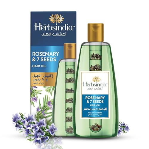 Herbsindia Rosemary & 7 Herbal Seeds Hair Oil - 280ml - For Longer, Shinier Hair - Silicone & Paraben Free