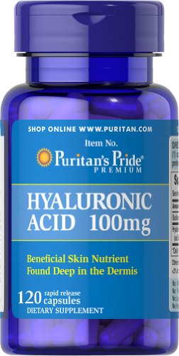 Puritan's Pride Hyaluronic Acid 100 Mg Capsules - 120 Count for Joint and Skin Health