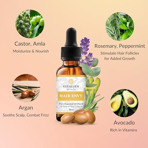 Vitality Extracts Hair Envy Essential Oil Blend - 100% Pure Therapeutic Grade for Shine, Softness & Strength