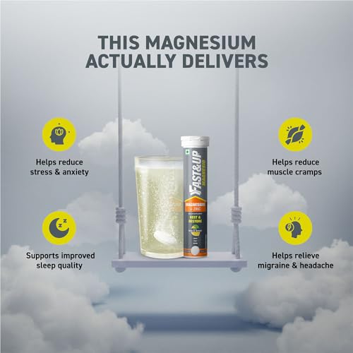 FAST&UP Magnesium & Zinc Effervescent Tablets - Lemon & Lime - 20 Tablets for Muscle Health & Stress Relief