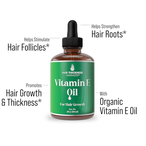 Hair Thickness Maximizer Vitamin E Oil Growth Serum for Thickening & Moisturizing - Vegan Scalp Treatment 2oz