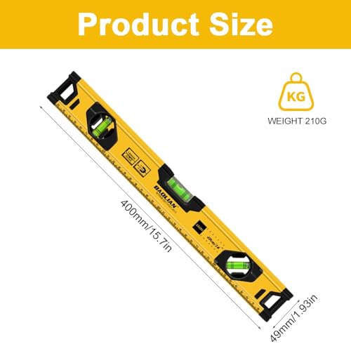 TERRIFI 16 Inch Spirit Level with Magnetic Base - Shock Proof Aluminum for Construction and DIY