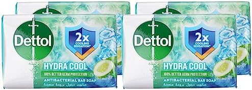 Dettol Hydra Cool Antibacterial Soap Bars (4 Pack) - Cucumber & Icy Menthol