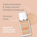 Neutrogena SkinClearing Oil-Free Acne Foundation with Salicylic Acid - Shine Controlling Makeup for Acne-Prone Skin, 20 Natural Ivory, 1 fl. oz