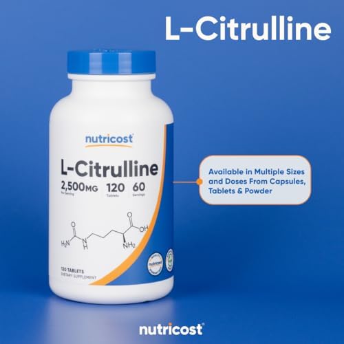 Nutricost L-Citrulline 2500mg - Powerful Muscle Support Supplement, 120 Tablets