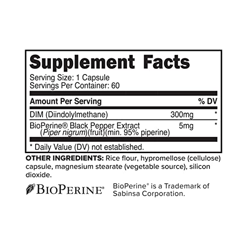 Primaforce DIM Supplement 300mg Diindolylmethane - 60 Capsules for Hormonal Balance & Detox Support