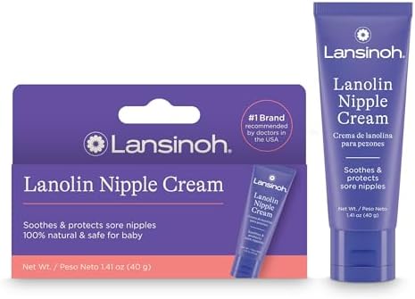 Lansinoh Lanolin Nipple Cream, Safe for Baby and Mom, Breastfeeding Essentials, 1.41 Ounces