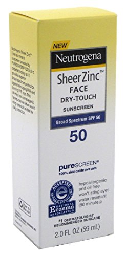 Neutrogena Sheer Zinc Face Dry Touch SPF 50 Sunscreen - 2oz (Pack of 2) - Mineral-Based & Non-Greasy