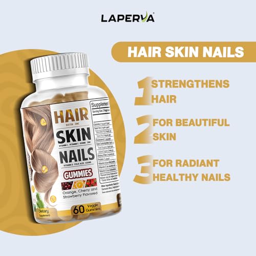 Laperva Hair, Skin and Nails - Biotin Gummies for Strong Hair, Glowing Skin & Healthy Nails, 60 Count