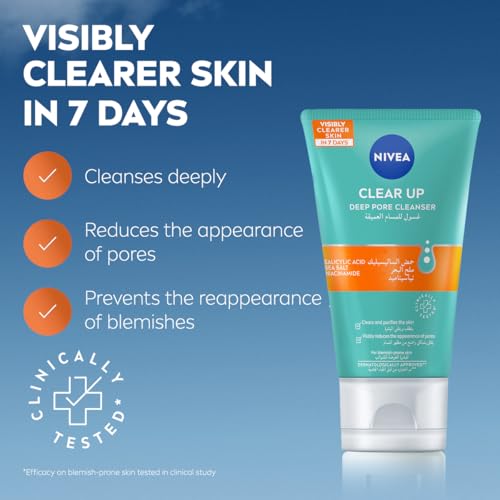 NIVEA Deep Pore Cleanser with Sea Salt, Salicylic Acid & Niacinamide - 150ml