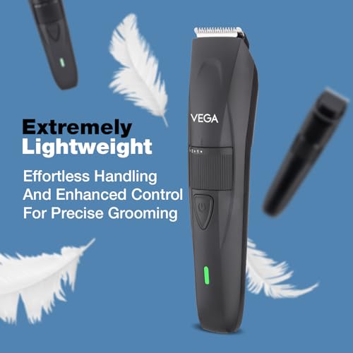 Vega Power Lite Beard Trimmer for Men - Black, 90 Min Runtime, 40 Length Settings