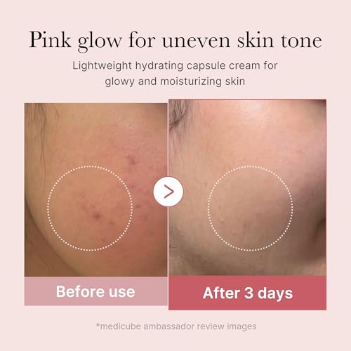 Medicube Salmon DNA PDRN Pink Collagen Capsule Cream - Lightweight Face Moisturizer with PDRN & Niacinamide for Uneven Skin Tone and Glow Hydration - Korean Skin Care 1.94 oz